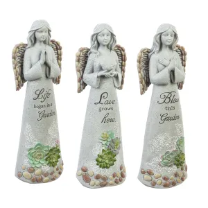 10"H Succulent Angel Garden Statuary, 3 Asst.,84g2837