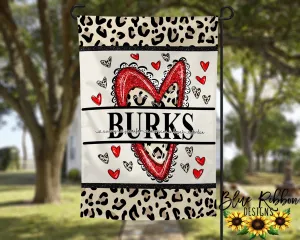 12X18" Single or Double Sided Personalized Red Split Heart Garden Flag