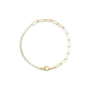 14K Clip Chain 1 CT Diamond Tennis Bracelet