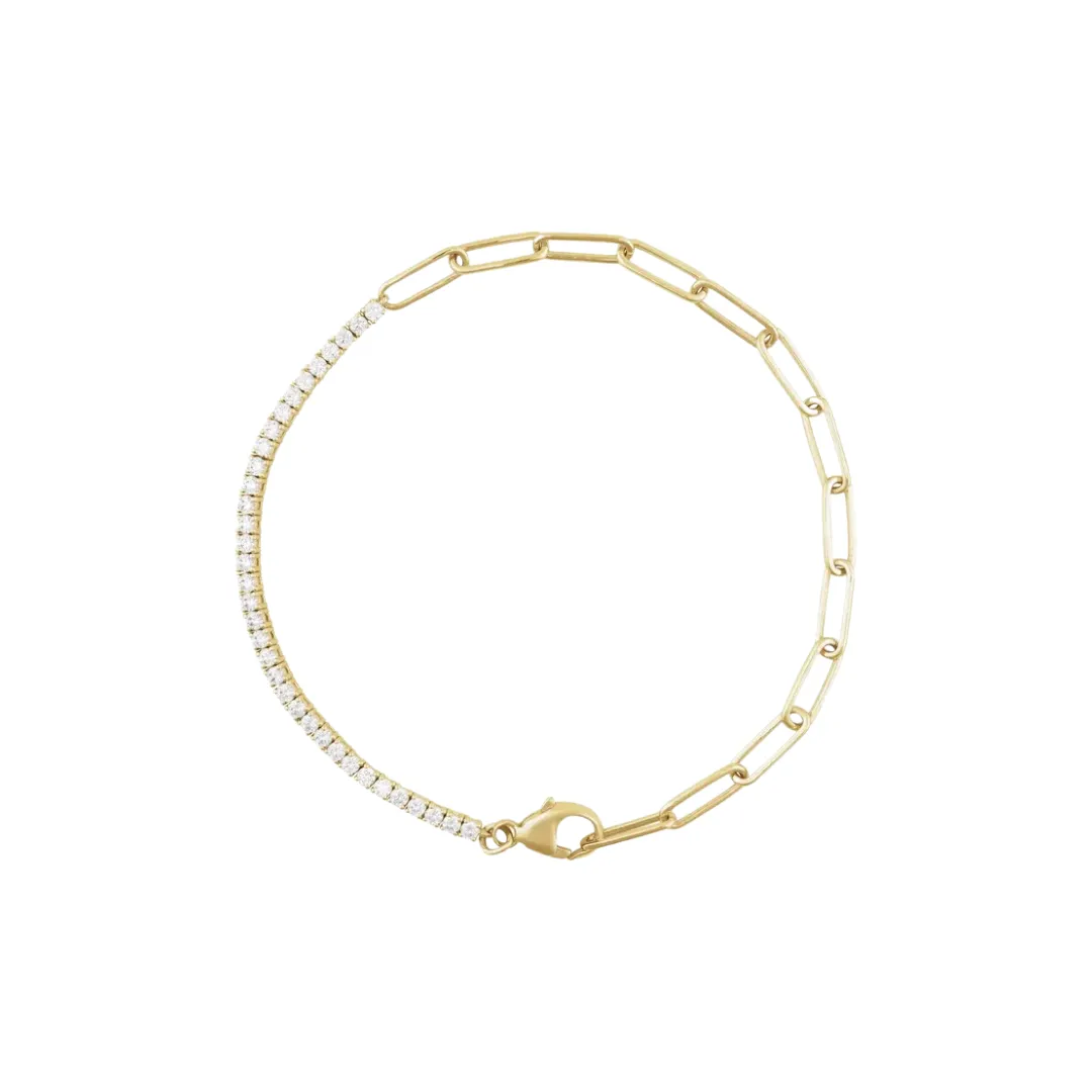 14K Clip Chain 1 CT Diamond Tennis Bracelet