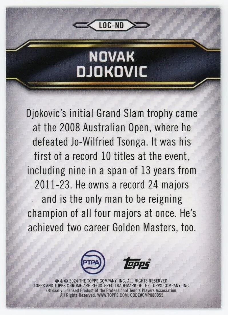 2024 Topps Graphite Tennis Legends Novak Djokovic Blue Refractor /50 #LOC-ND