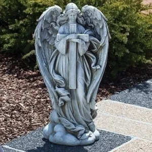 25.5"H Angel W/cross Garden Statue