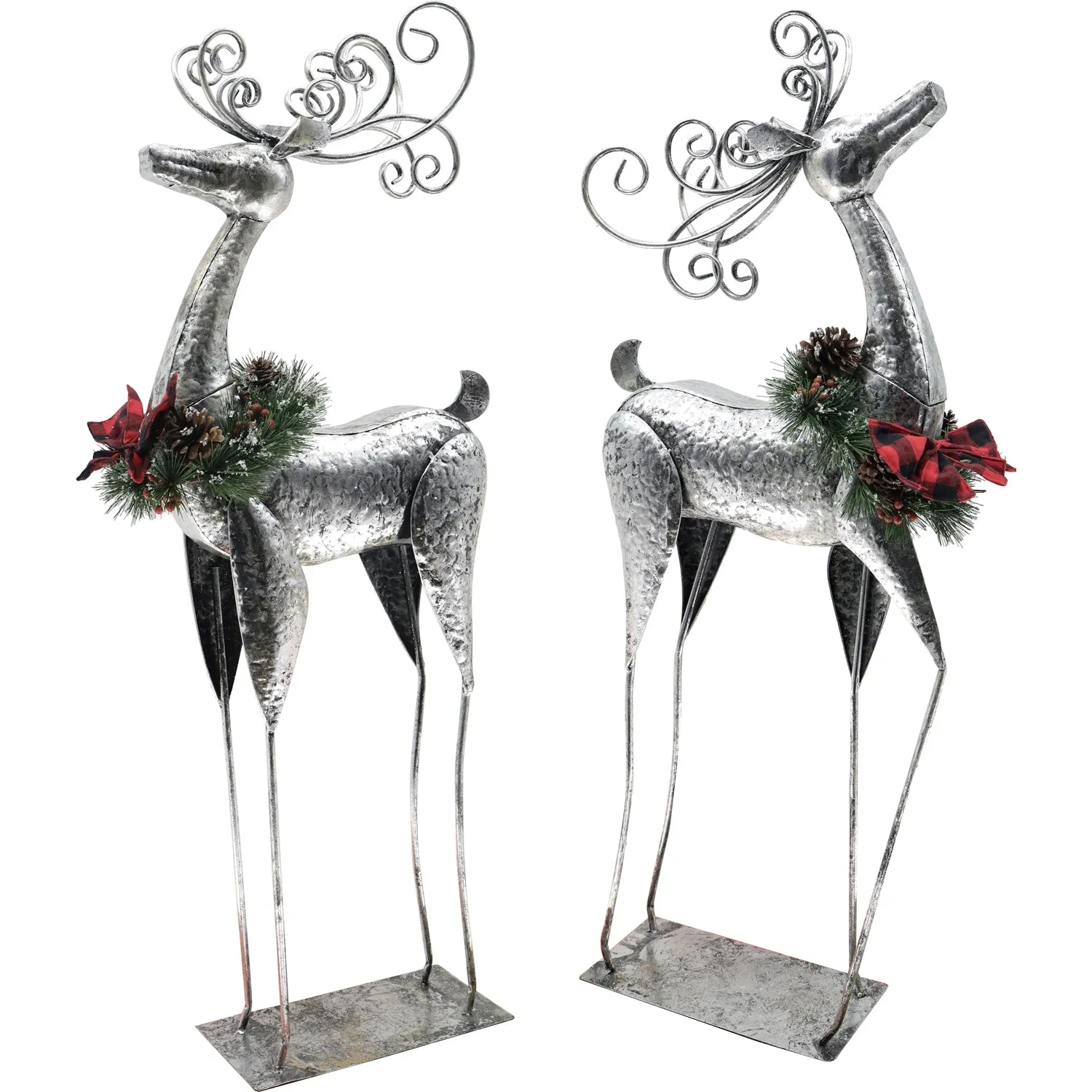 40"H Silver Whimsy Reindeer with Artificial Wreath, 2 ASST,47m2748