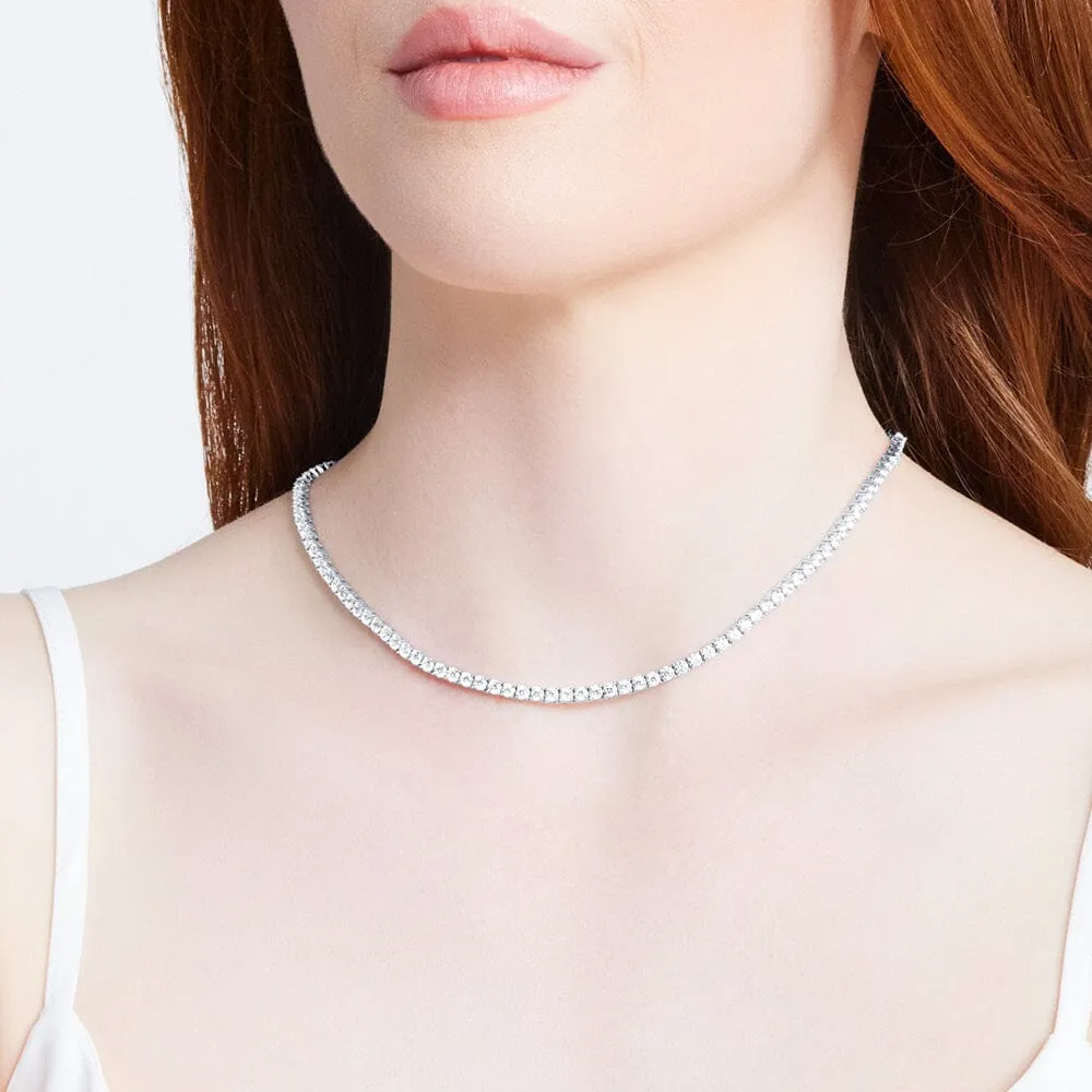 41cm Tennis Claw Necklace with Cubic Zirconia in Sterling Silver