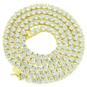 4mm 18-30" 14k Gold Finish Sterling Silver Tennis Chain