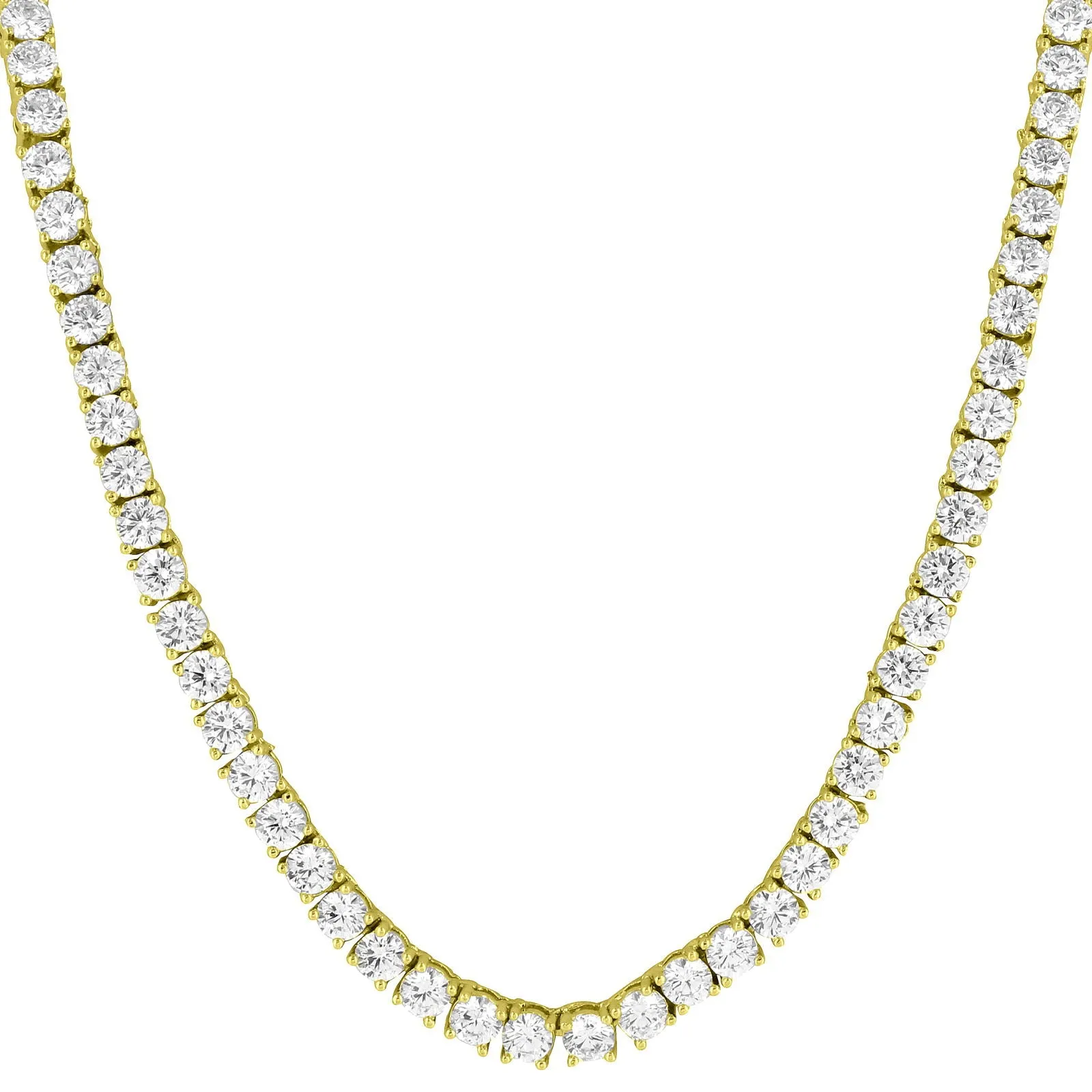 4mm 18-30" 14k Gold Finish Sterling Silver Tennis Chain