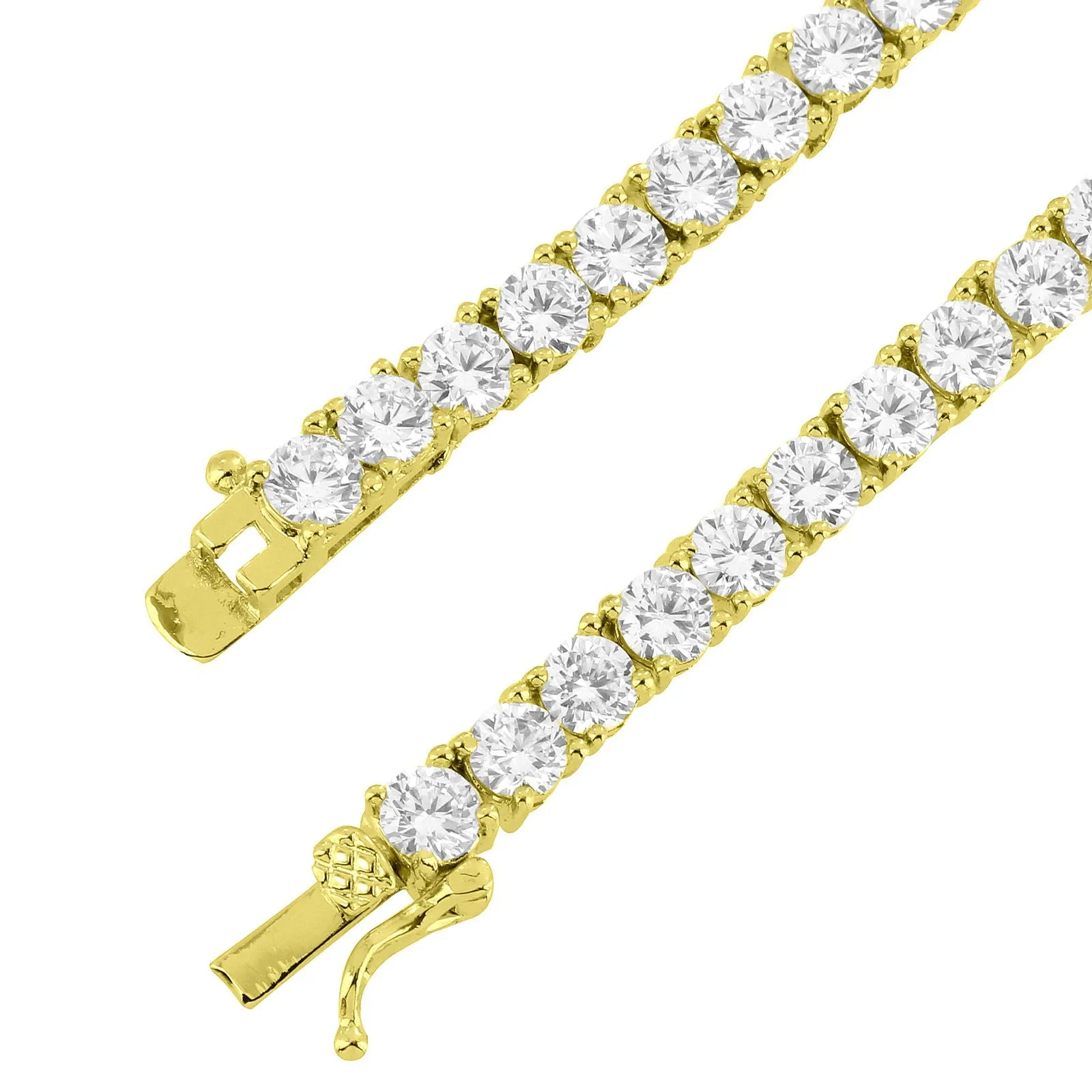 4mm 18-30" 14k Gold Finish Sterling Silver Tennis Chain