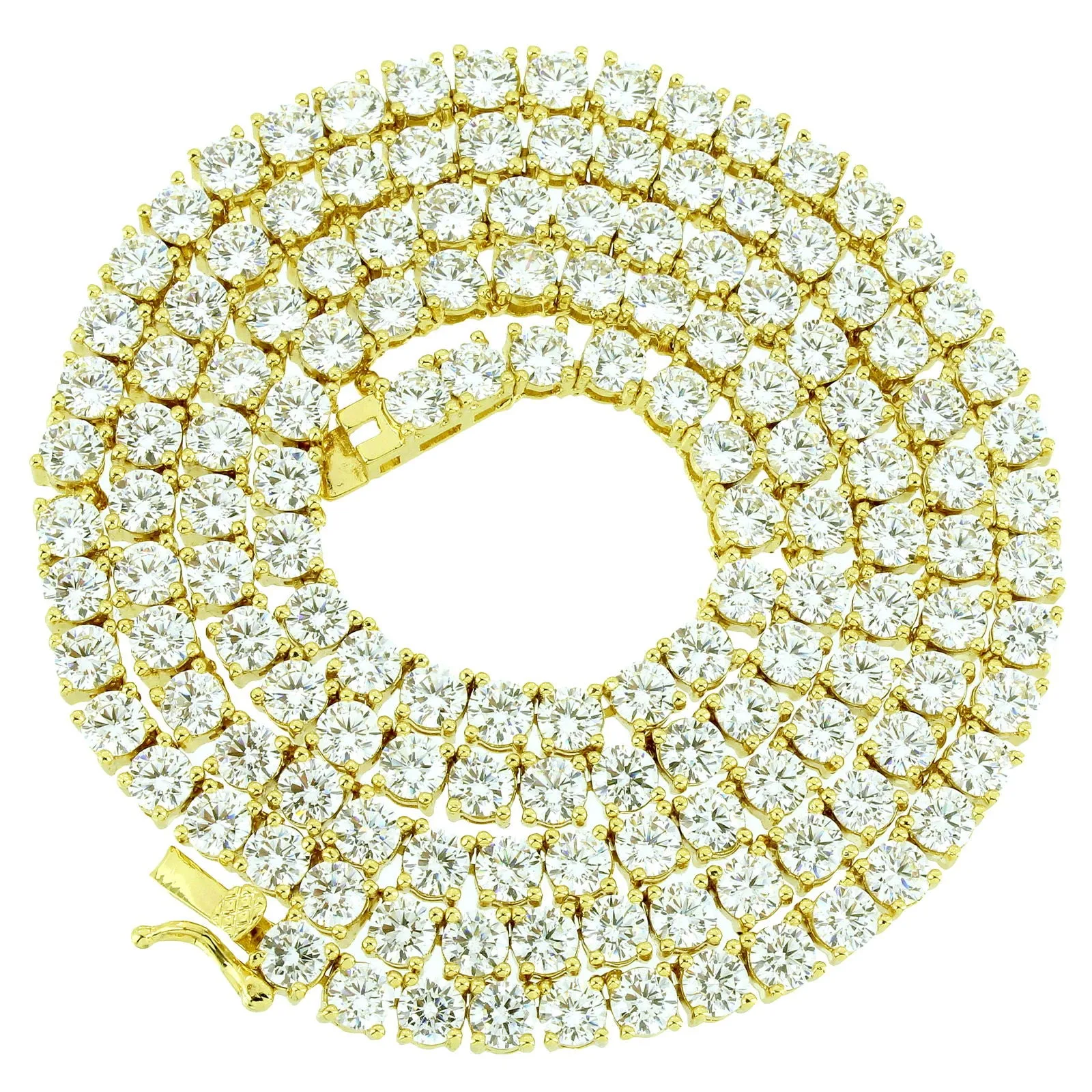 4mm 18-30" 14k Gold Finish Sterling Silver Tennis Chain