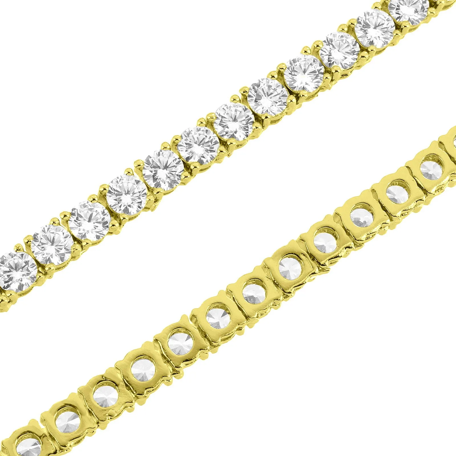 4mm 18-30" 14k Gold Finish Sterling Silver Tennis Chain
