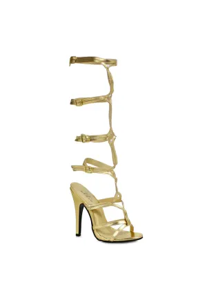 5 Heel Knee High Strap Up Sandal.