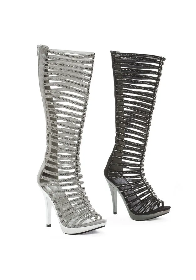 5 Heel Mid Calf Straps W/RHINESTONE
