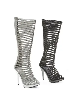 5 Heel Mid Calf Straps W/RHINESTONE