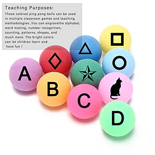 50Pcs/Pack Colored Ping Pong Balls 40mm 2.4g Entertainment Table Tennis Balls Mixed Colors for Game and Advertising