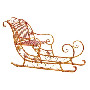 59"L Metal Red and Gold Santa's Sled,47m2677