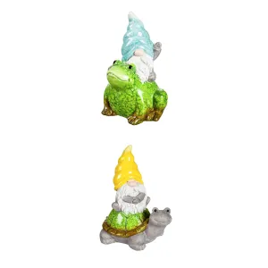 8"H Terracotta Traveling Gnome and Garden Friends Garden Statuary, 2 ASST,2cg391