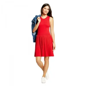 A New Day Women's Textured Sweater Dress Red Medium