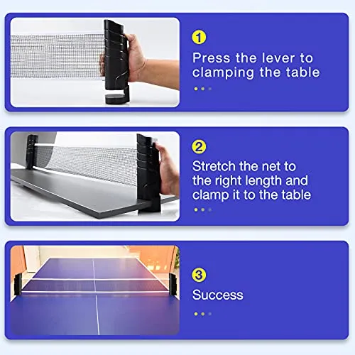 Adhafera Ping Pong Net,Upgraded Protable Retractable Table Tennis Net for Dining Table,Family Competition and Garden Games (Black)