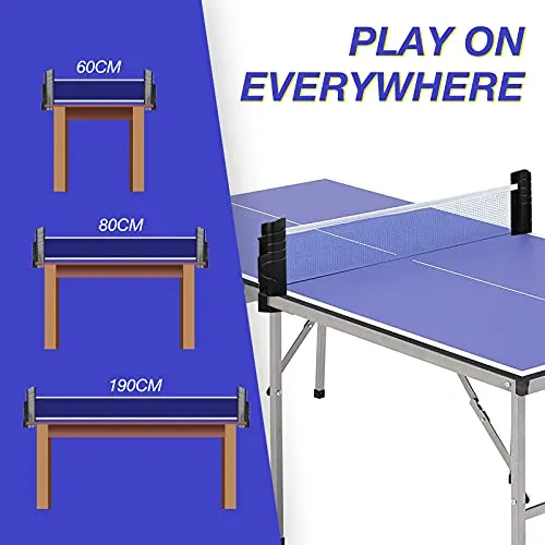 Adhafera Ping Pong Net,Upgraded Protable Retractable Table Tennis Net for Dining Table,Family Competition and Garden Games (Black)