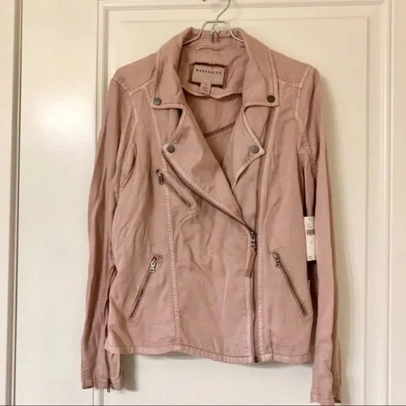 ANTHROPOLOGIE Blush Pink Marrakech Ronika Biker Moto Jacket