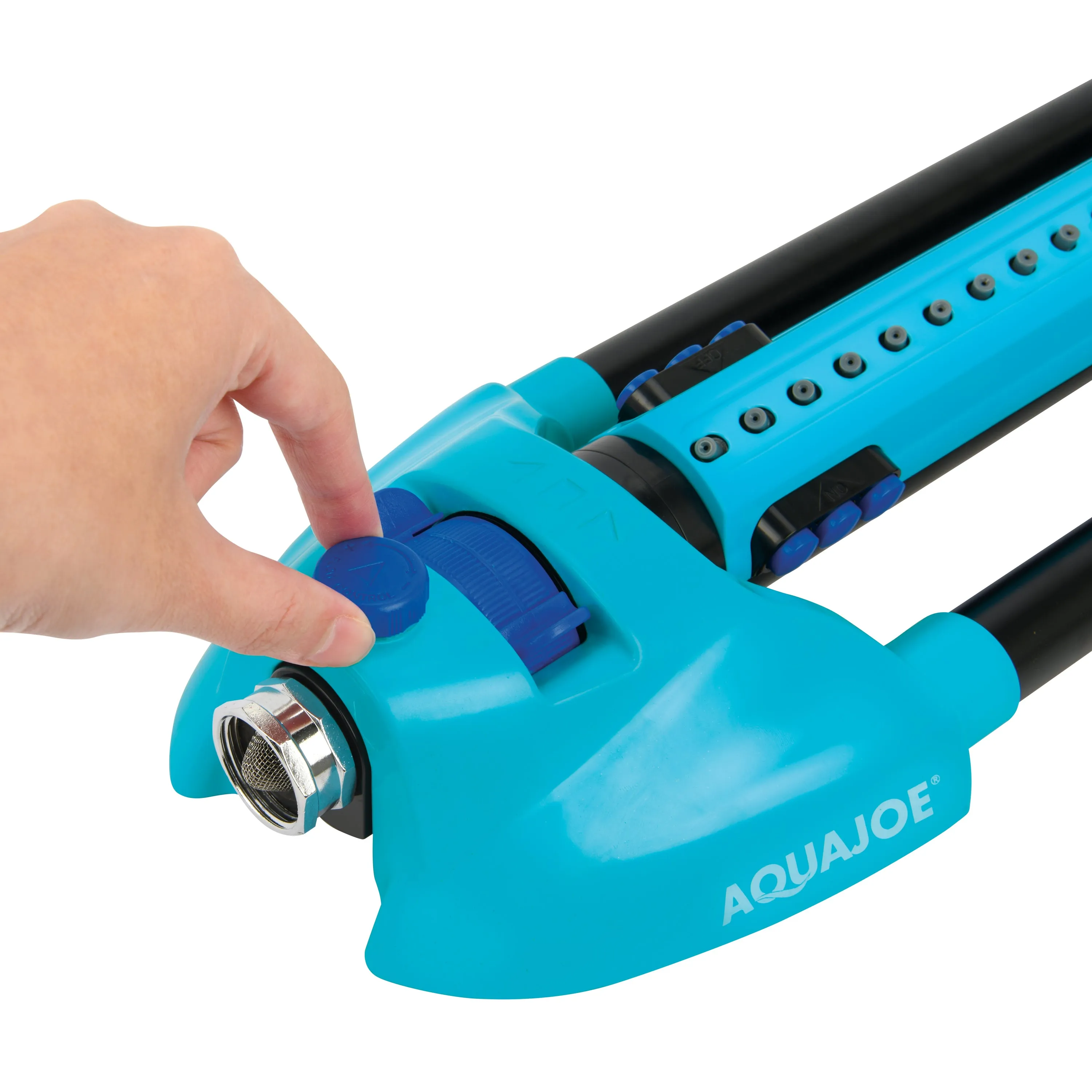 Aqua Joe AJ-OMS20-BRS Indestructible Metal Base Oscillating Sprinkler | Customizable Coverage | 4973 sq ft Max Coverage