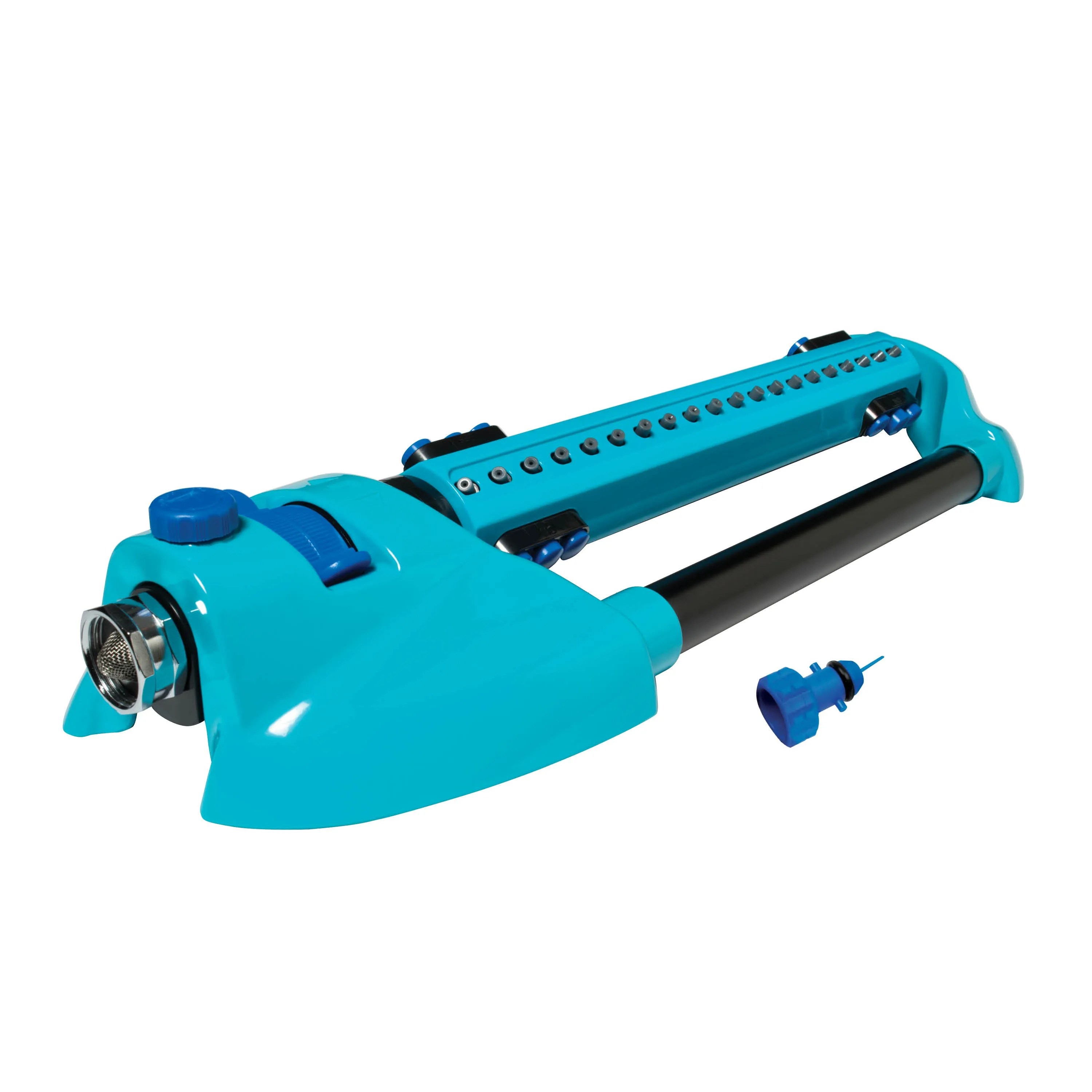 Aqua Joe AJ-OMS20-BRS Indestructible Metal Base Oscillating Sprinkler | Customizable Coverage | 4973 sq ft Max Coverage