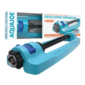 Aqua Joe SJI-OMS18 Indestructible Metal Base Oscillating Sprinkler with Adjustable Spray | 4000 sq ft Max Coverage