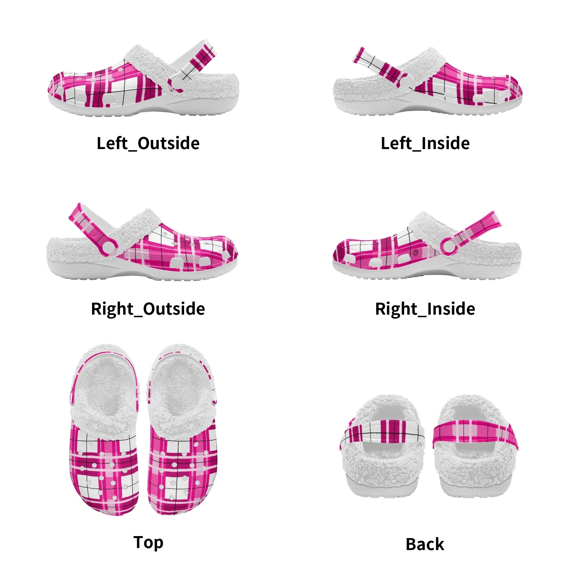 ✨'Arran Sky' Happy Tartan® Adult Clogs With White Fleece Fur Lining✨