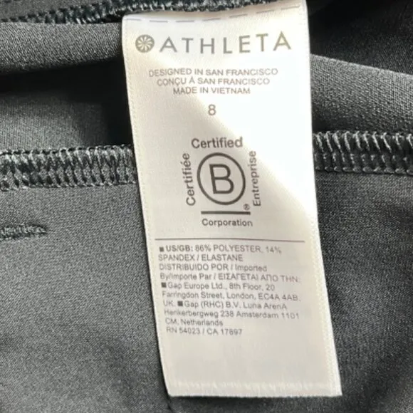 Athleta Endless Pleated Black Moisture Wicking Skort Size 8 NWT MSRP $79