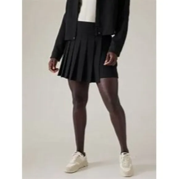 Athleta Endless Pleated Black Moisture Wicking Skort Size 8 NWT MSRP $79