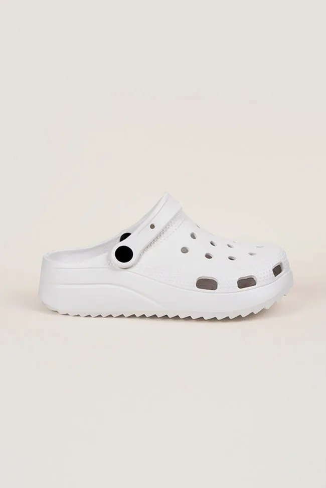 Aurora Ladies Wedge Clogs White