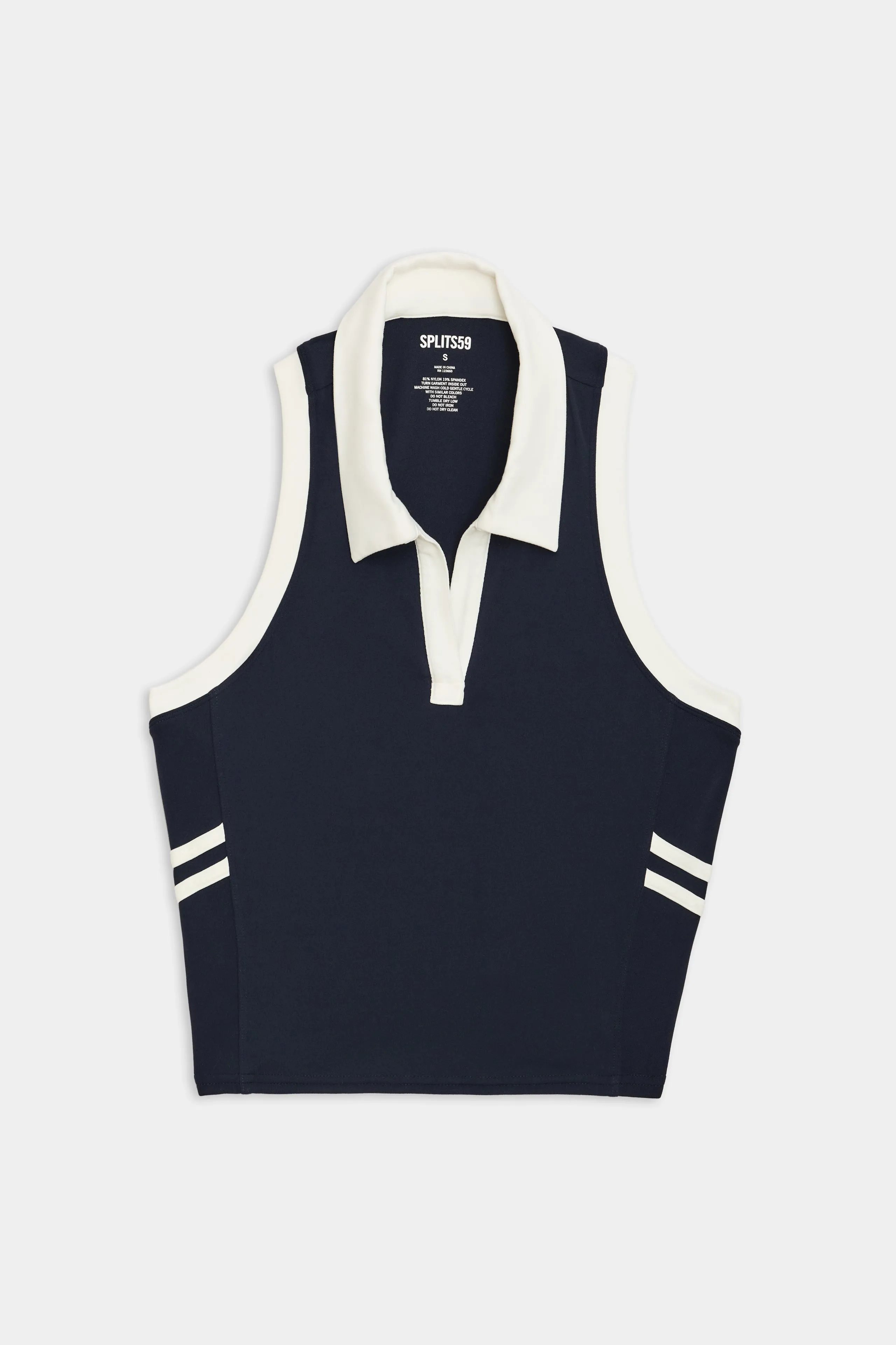 Austin Airweight Crop Polo - Indigo/White