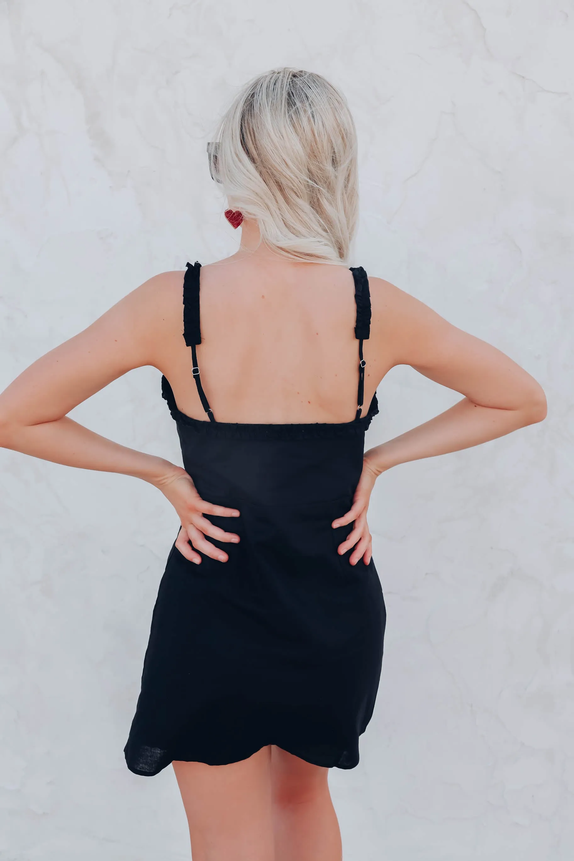 Avril Button Down Dress - Black