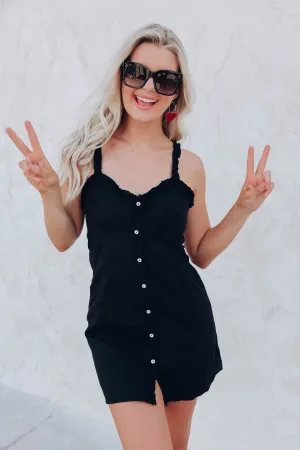 Avril Button Down Dress - Black