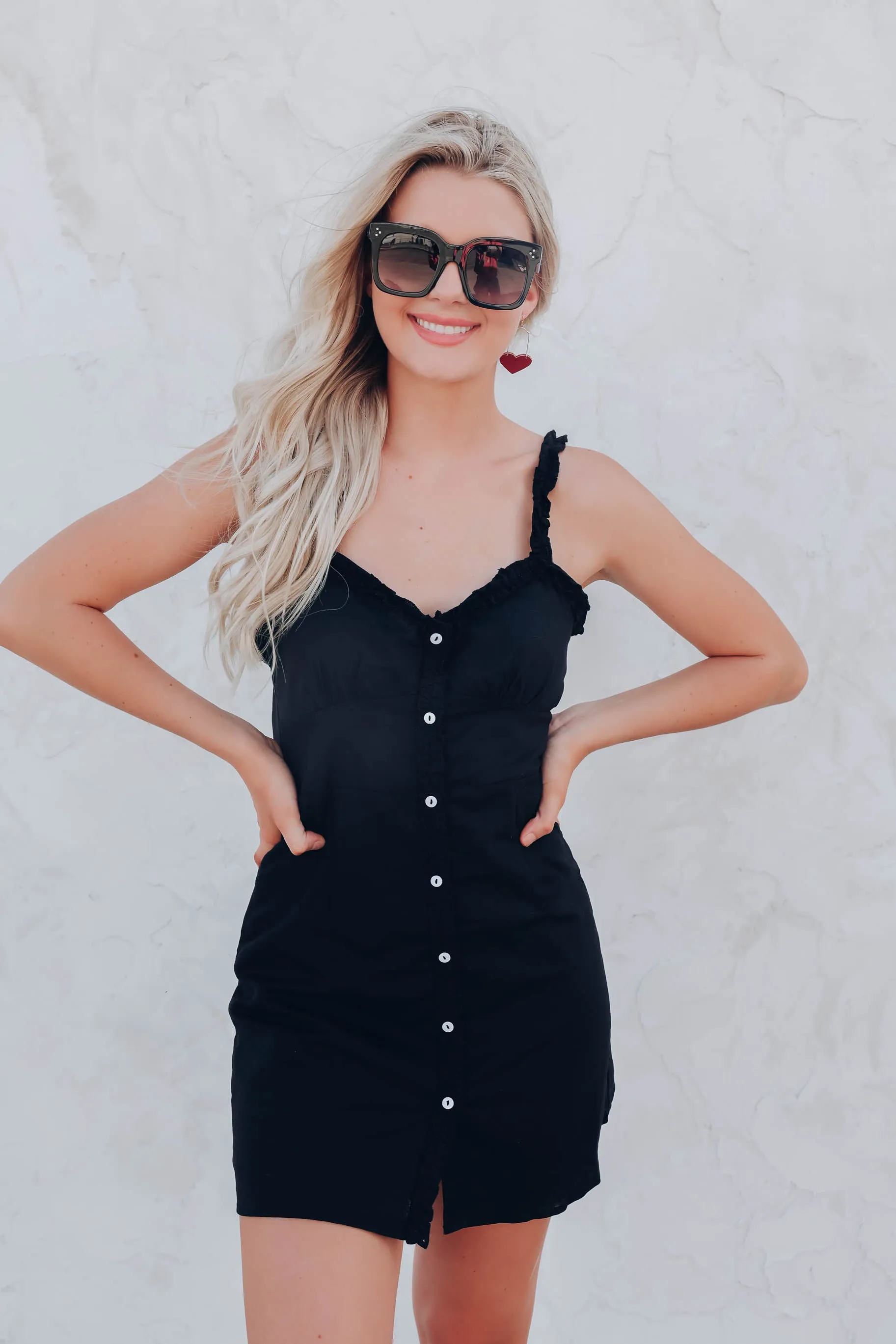 Avril Button Down Dress - Black