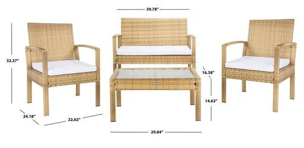 Bassey 4pc Living Set Natural/White PAT7507D