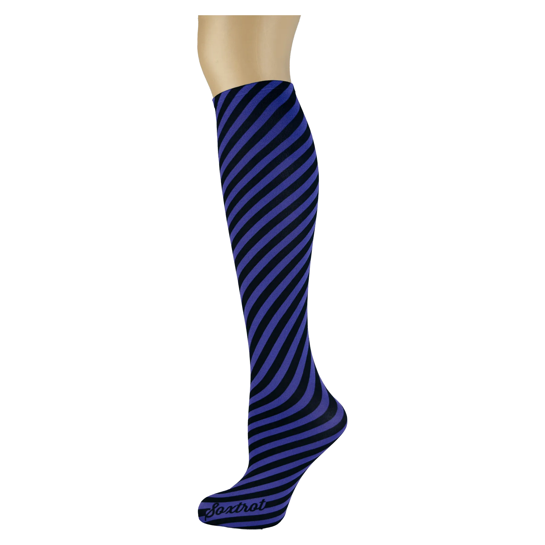 Bias Stripe on Periwinkle Knee Highs