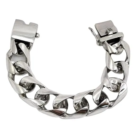 Big Figaro Link Sterling Silver Biker Men's Bracelet