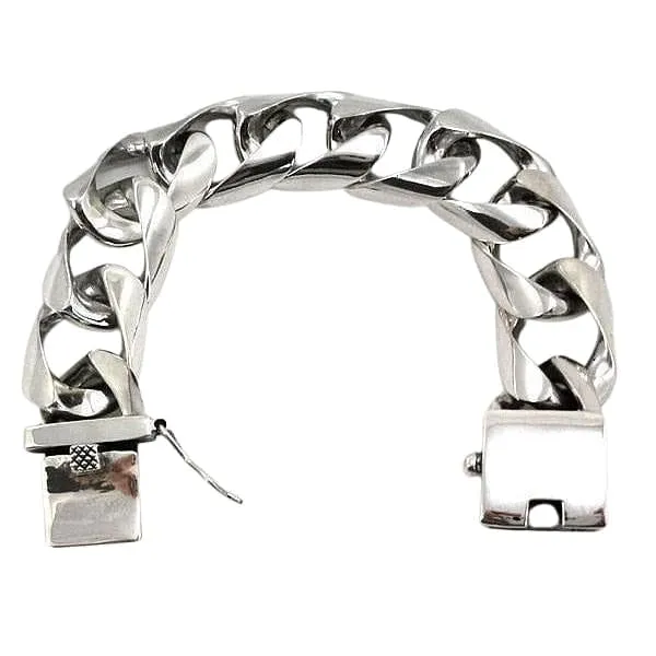 Big Figaro Link Sterling Silver Biker Men's Bracelet