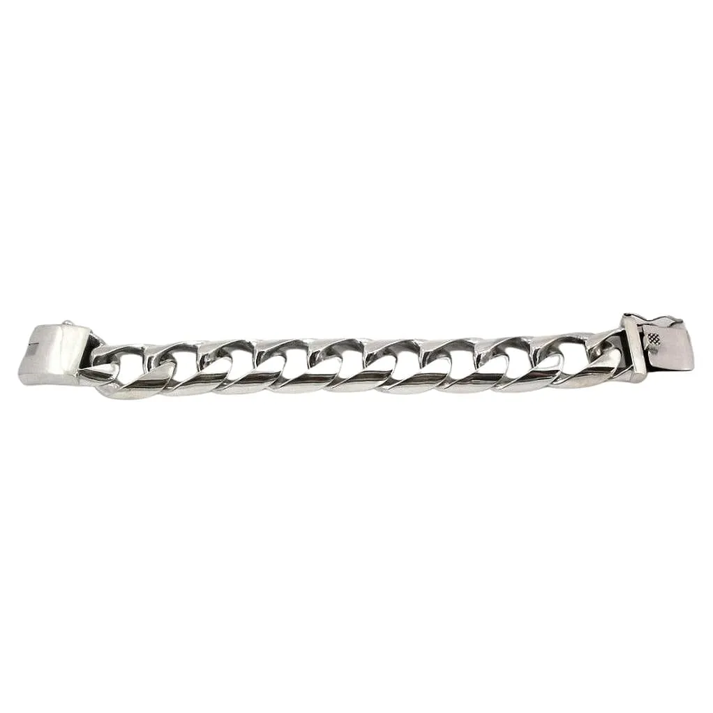Big Figaro Link Sterling Silver Biker Men's Bracelet