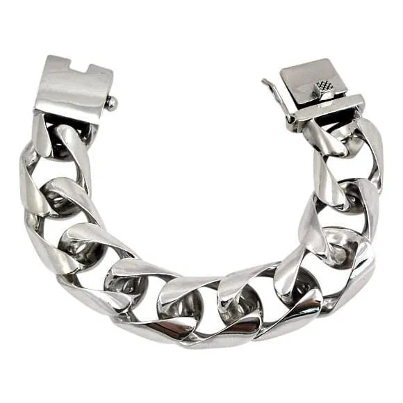 Big Figaro Link Sterling Silver Biker Men's Bracelet