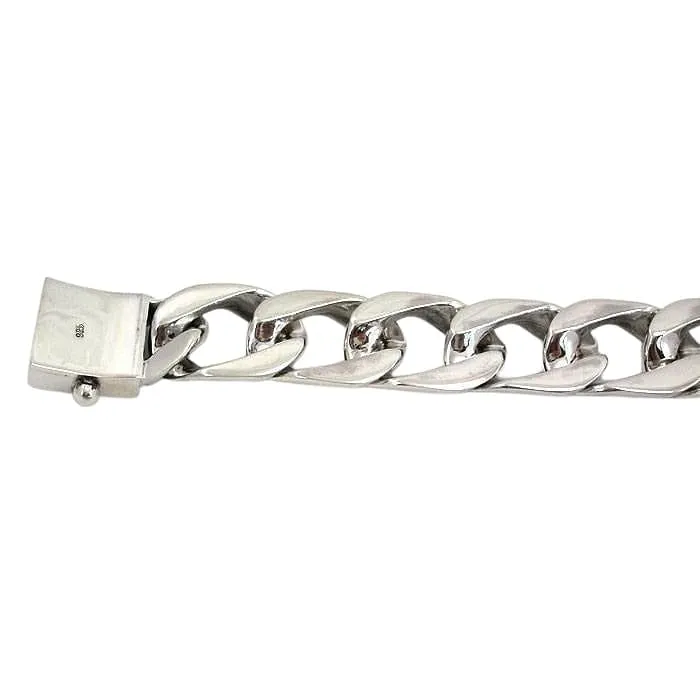Big Figaro Link Sterling Silver Biker Men's Bracelet