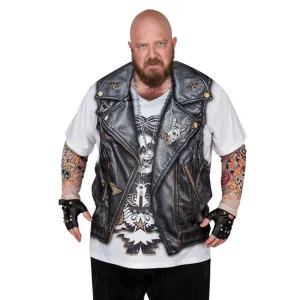 Biker Dude Big And Tall w/ Tattoos Allover Print Men's Longsleeve Costume T-Shirt
