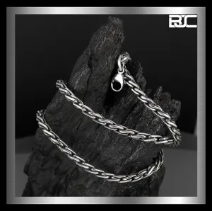 Biker Neck Chain Sterling Silver Handmade Wheat Links