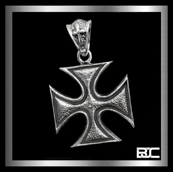 Biker Pendant Maltese Iron Surfer Cross Design 925 Sterling Silver