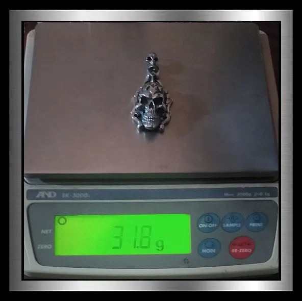 Biker Tattoo Skull Pendant 925 Sterling Silver Memento Mori Tribal Design