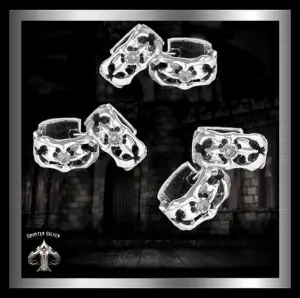 Biker Tribal Hoop Earrings Sterling Silver Jewelry 1-Pair