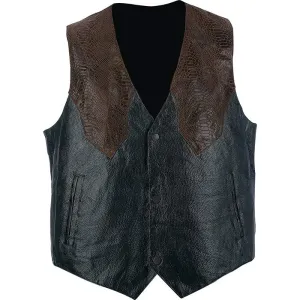 Biker Vest Pebble Grain Genuine Leather Faux Snakeskin Motorcycle Western Style