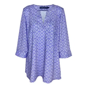 Boca Tunic Top in Imperial Trellis Lilac and White
