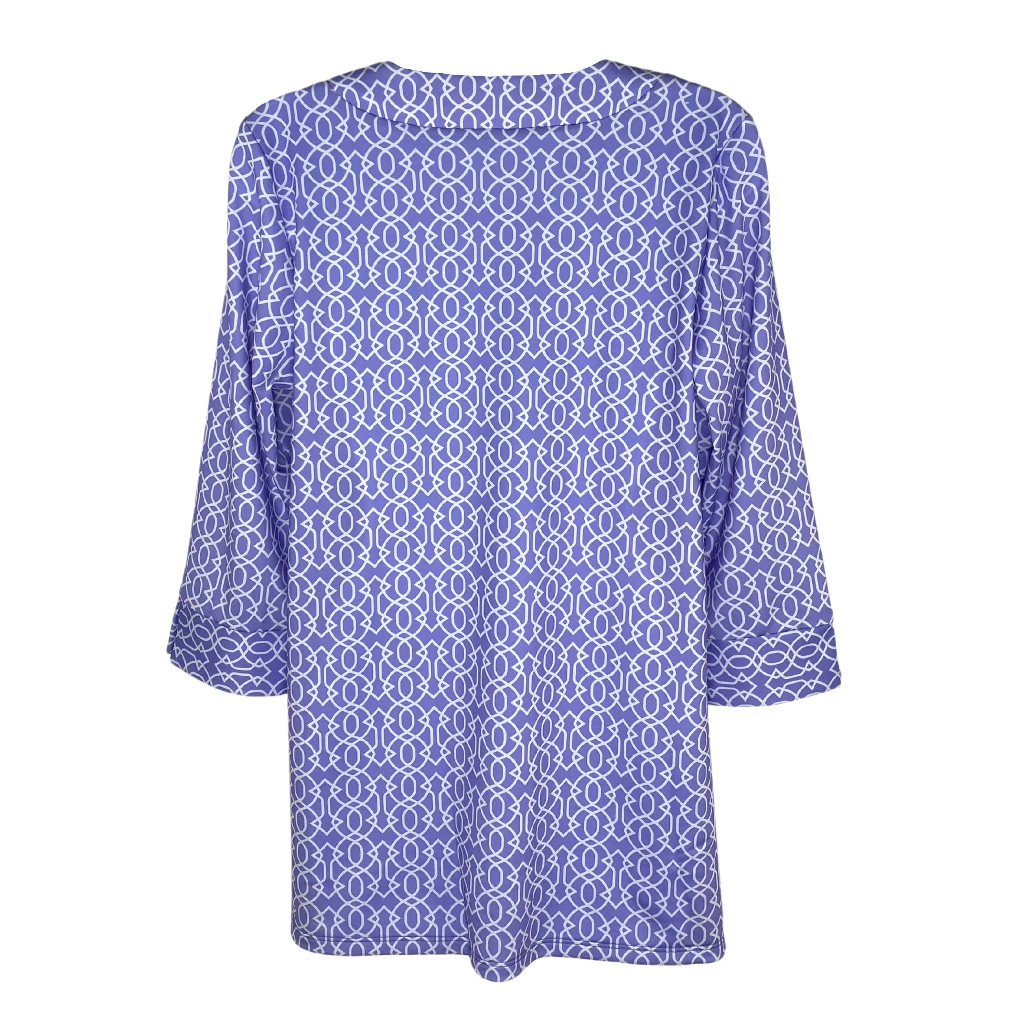 Boca Tunic Top in Imperial Trellis Lilac and White
