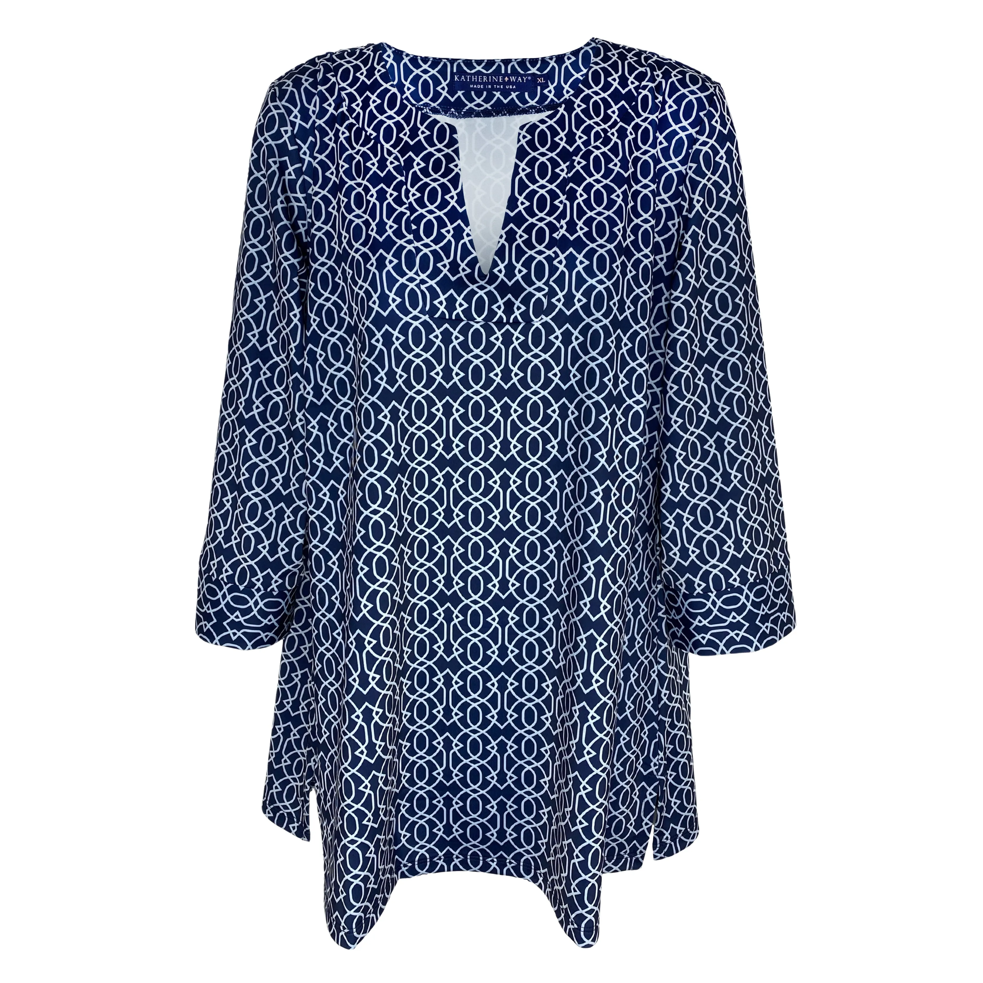 Boca Tunic Top in Imperial Trellis Navy White